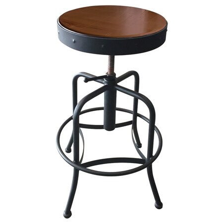 Holland Bar Stool Co Adjustable Stool, Black Wrinkle, Med Distressed Hardwood Seat 910BWMed